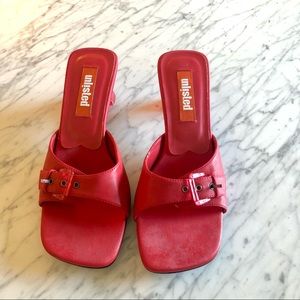 Gorgeous red Y2K kitten heel sandals